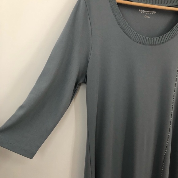 Soft Surroundings L knit long sleeve maxi dress asymmetrical hem long 0458 - Picture 5 of 11